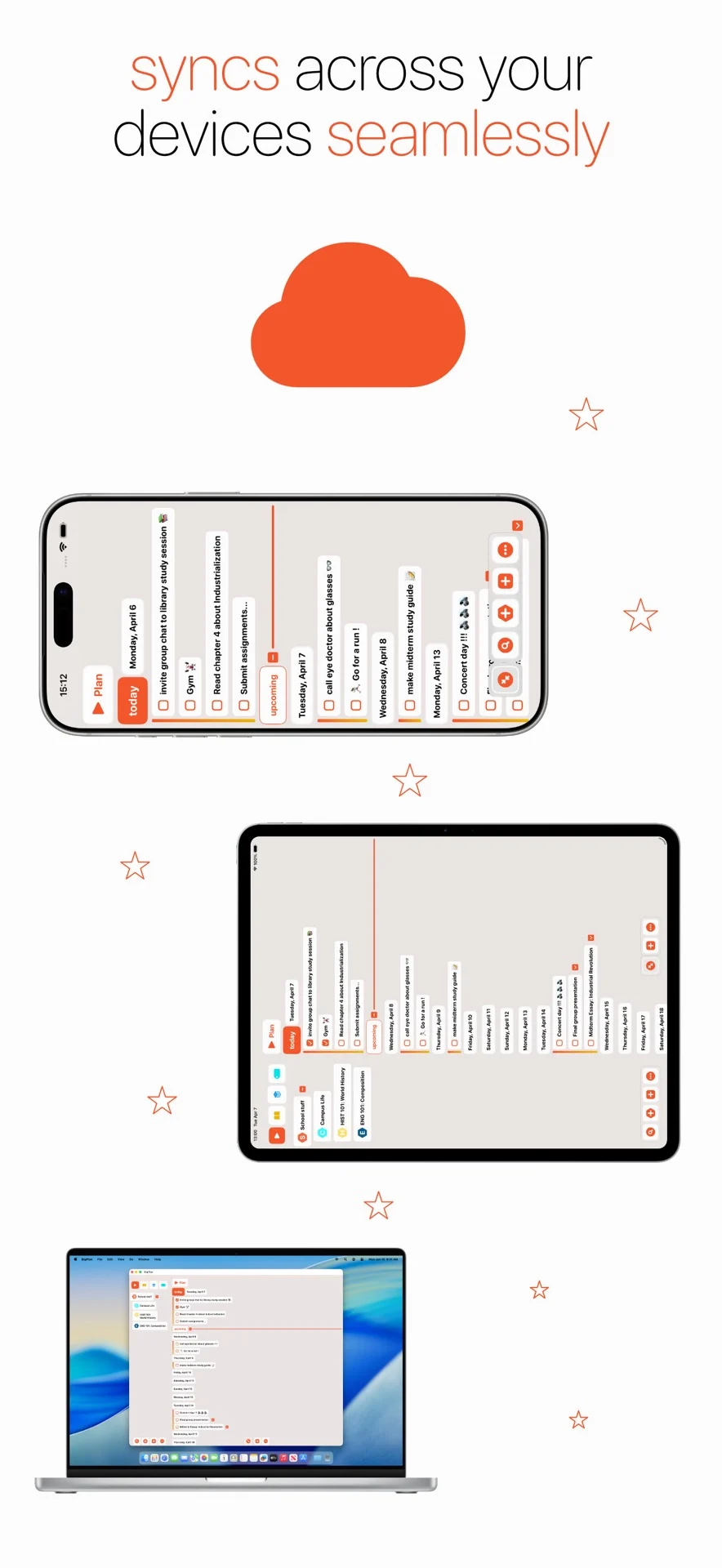BigPlan shown across iPhone, iPad, and Mac